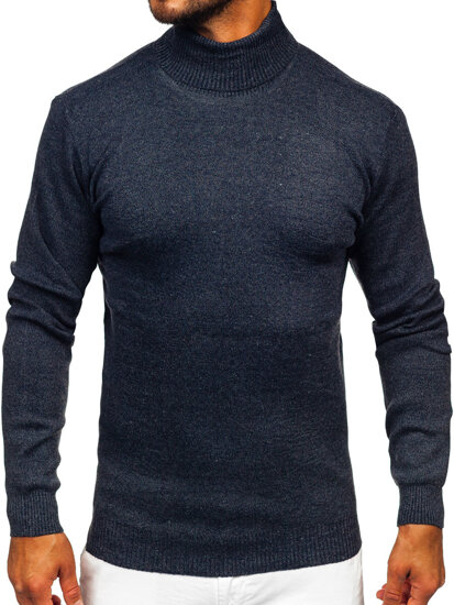 Bolf Herren Rollkragenpullover Basic Dunkalblau  S8730