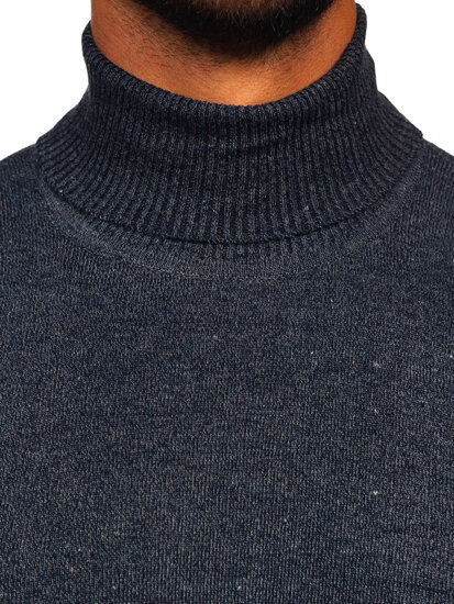 Bolf Herren Rollkragenpullover Basic Dunkalblau  S8730