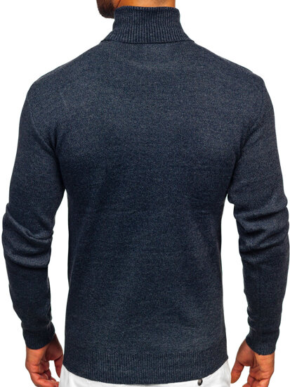 Bolf Herren Rollkragenpullover Basic Dunkalblau  S8730