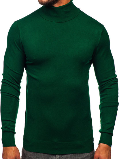 Bolf Herren Rollkragenpullover Basic Grün  W1-1728