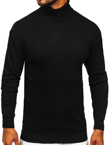 Bolf Herren Rollkragenpullover Basic Schwarz S8517