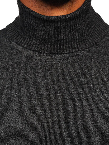 Bolf Herren Rollkragenpullover Basic Schwarz S8730