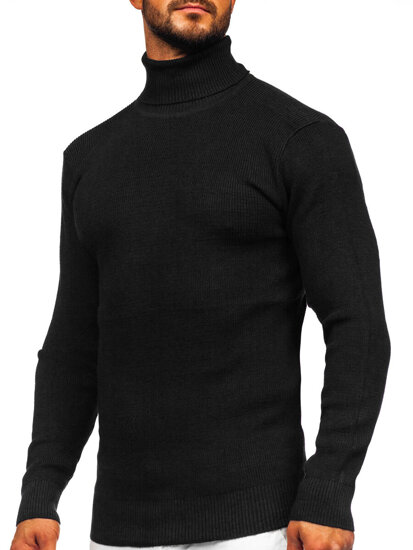 Bolf Herren Rollkragenpullover Basic Schwarz S8751