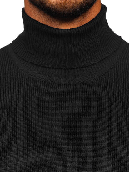 Bolf Herren Rollkragenpullover Basic Schwarz S8751