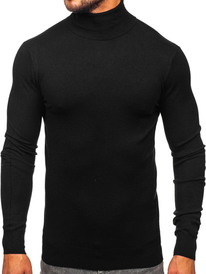 Bolf Herren Rollkragenpullover Basic Schwarz  W1-1728