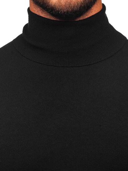 Bolf Herren Rollkragenpullover Basic Schwarz  W1-1728