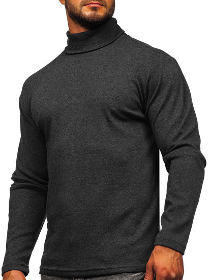 Bolf Herren Rollkragenpullover Basic Schwarzgrau  145347