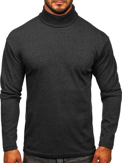 Bolf Herren Rollkragenpullover Basic Schwarzgrau  145347