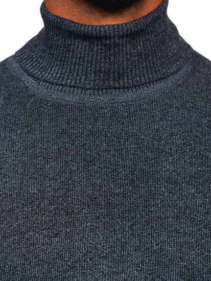 Bolf Herren Rollkragenpullover Basic Schwarzgrau  S8515