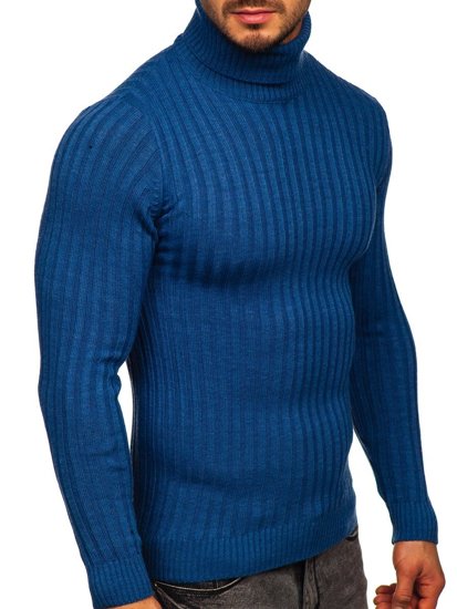 Bolf Herren Rollkragenpullover Blau  4602