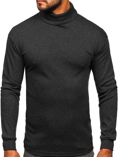 Bolf Herren Rollkragenpullover Schwarzgrau  145347-1