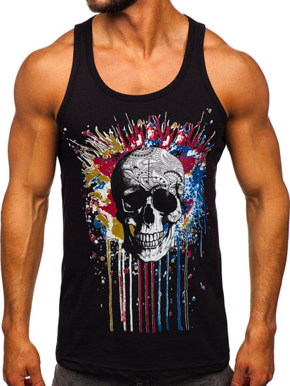 Bolf Herren Shirt Tank Top Boxingshirt mit Motiv Schwarz  14839