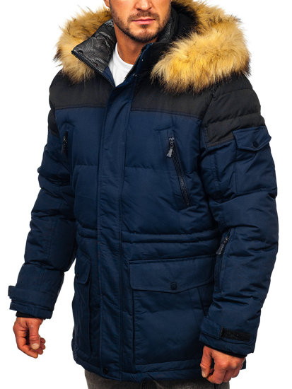 Bolf Herren Skijacke Winterjacke Sportjacke Dunkelblau  6400