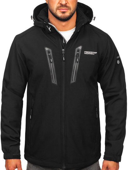 Bolf Herren Softshell Jacke Schwarz-Silber  WX086