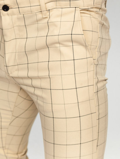 Bolf Herren Stoffhose Chinos Kariert Beige 0060