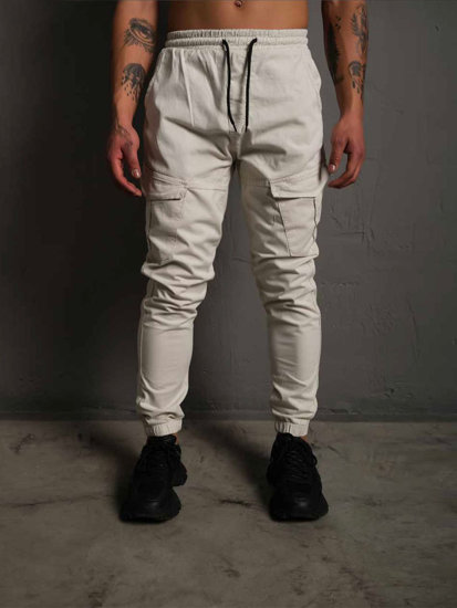 Bolf Herren Stoffhose Joggers Cargohose Beige  384