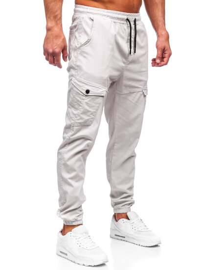 Bolf Herren Stoffhose Joggers Cargohose Beige  384