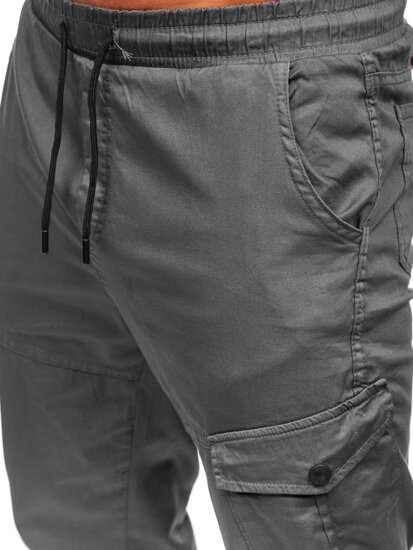 Bolf Herren Stoffhose Joggers Cargohose Schwarzgrau  384