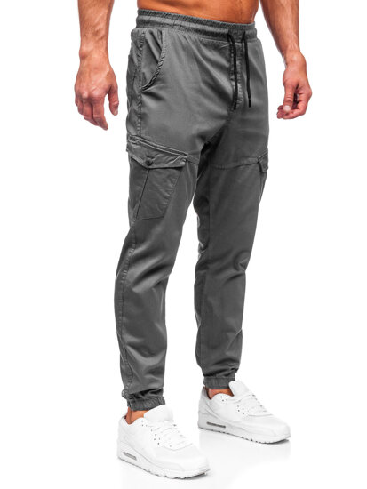 Bolf Herren Stoffhose Joggers Cargohose Schwarzgrau  384