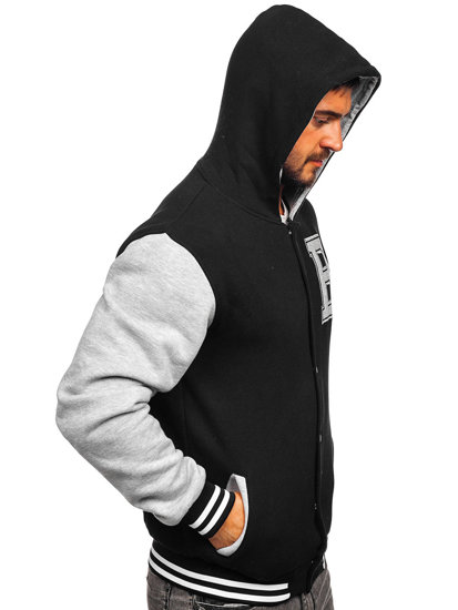 Bolf Herren Sweatjacke College Jacke mit Aufdruck Schwarz 07