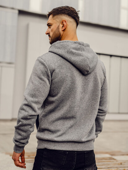 Bolf Herren Sweatjacke Kapuzenpullover mit Reißverschluss Dunkelgrau  HW2787