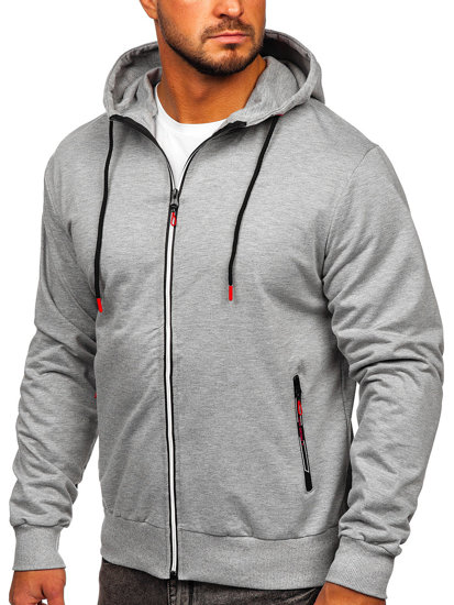 Bolf Herren Sweatjacke Kapuzenpullover mit Reißverschluss Grau  B033