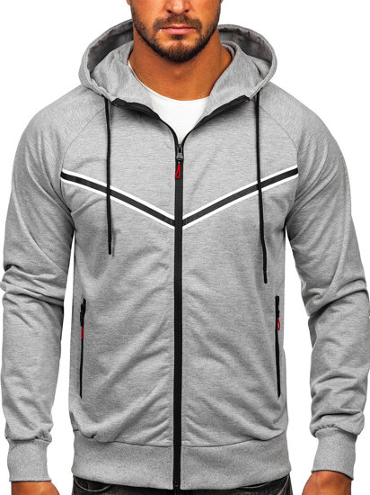 Bolf Herren Sweatjacke Kapuzenpullover mit Reißverschluss Grau  B035