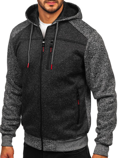 Bolf Herren Sweatjacke Sweatshirt Jacke mit Kapuze Anthrazit  TC1219