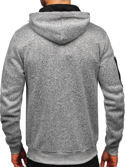 Bolf Herren Sweatjacke Sweatshirt Jacke mit Kapuze Grau  TC1211