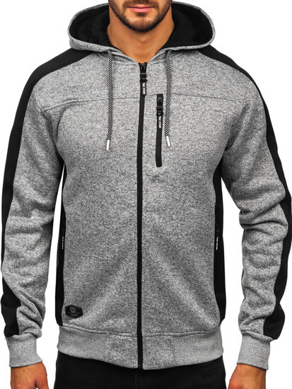 Bolf Herren Sweatjacke Sweatshirt Jacke mit Kapuze Grau  TC1230