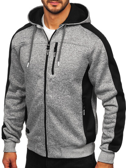 Bolf Herren Sweatjacke Sweatshirt Jacke mit Kapuze Grau  TC1230