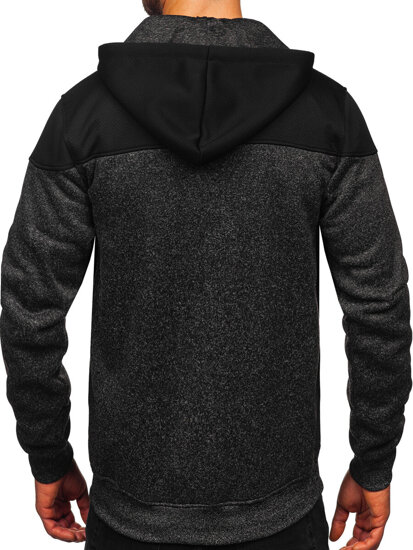 Bolf Herren Sweatjacke Sweatshirt Jacke mit Kapuze Schwarzgrau  TC1217