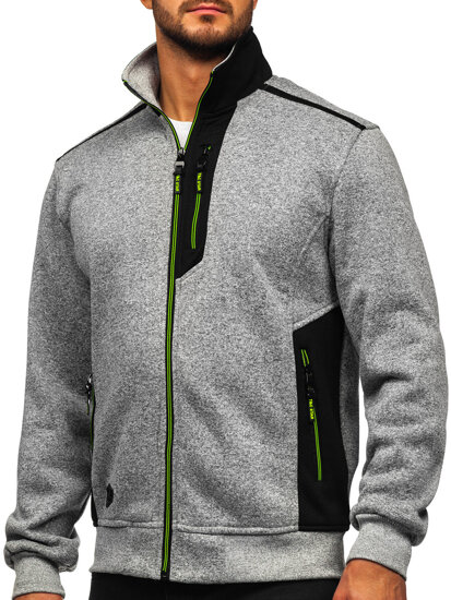 Bolf Herren Sweatjacke Sweatshirt Jacke mit Stehkragen Grau  TC1232