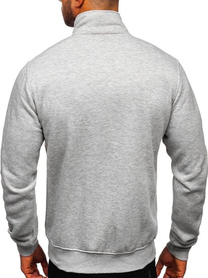 Bolf Herren Sweatjacke Sweatshirt mit Stehkragen Grau  B002