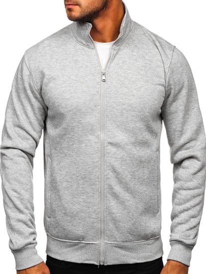 Bolf Herren Sweatjacke Sweatshirt mit Stehkragen Grau  B002