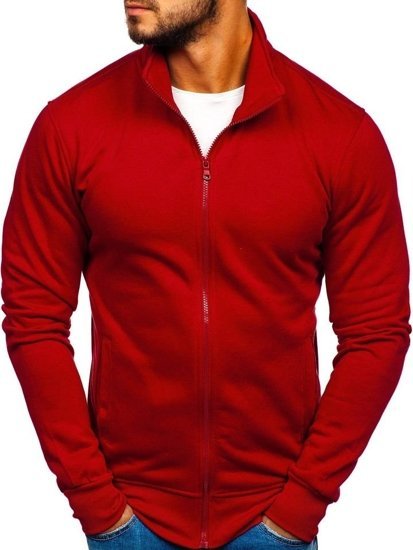 Bolf Herren Sweatjacke Sweatshirt mit Stehkragen Weinrot  B002