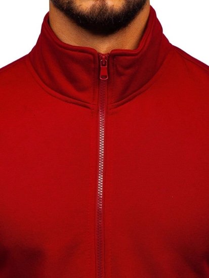 Bolf Herren Sweatjacke Sweatshirt mit Stehkragen Weinrot  B002