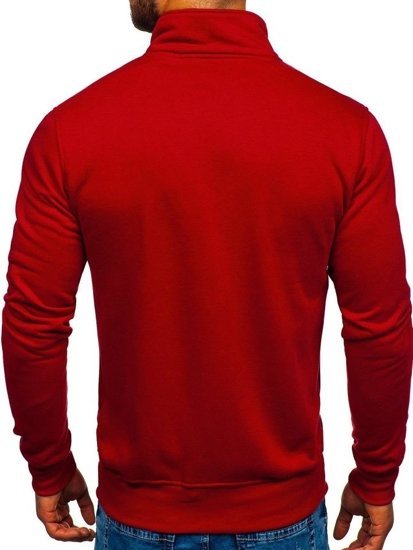 Bolf Herren Sweatjacke Sweatshirt mit Stehkragen Weinrot  B002