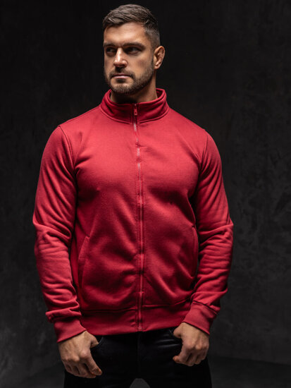 Bolf Herren Sweatjacke Sweatshirt mit Stehkragen Weinrot  B002