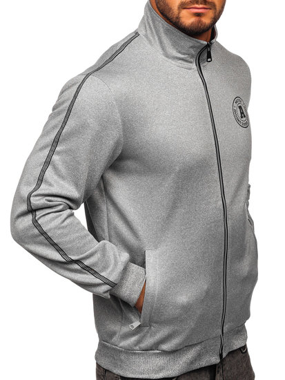 Bolf Herren Sweatjacke mit Motiv Sweatshirt mit Stehkragen Grau  HY966