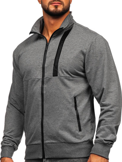 Bolf Herren Sweatjacke mit Stehkragen Anthrazit  B226