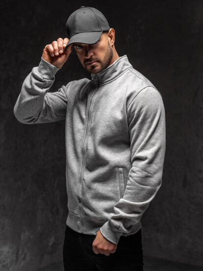 Bolf Herren Sweatjacke mit Stehkragen Grau  B002A1