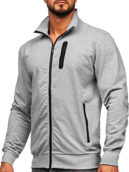 Bolf Herren Sweatjacke mit Stehkragen Grau  B228