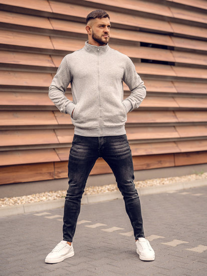 Bolf Herren Sweatjacke mit Stehkragen Sweatshirt mit Reißverschluss Grau  B2002A