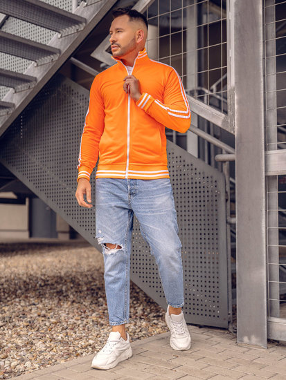 Bolf Herren Sweatjacke mit Stehkragen retro Style Orange  11113A