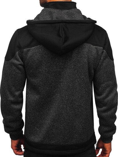 Bolf Herren Sweatshirt-Jacke mit Kapuze Schwarzgrau  TC1268