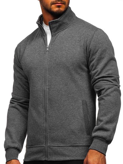 Bolf Herren Sweatshirt Sweatjacke mit Stehkragen Anthrazit  B2002