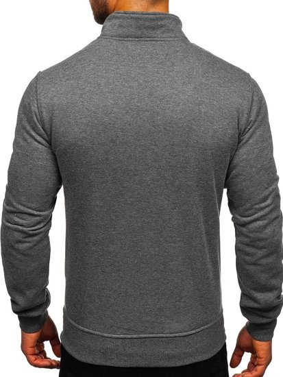 Bolf Herren Sweatshirt Sweatjacke mit Stehkragen Anthrazit  B2002