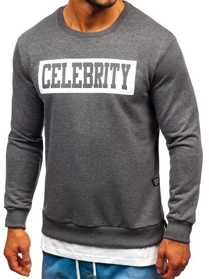 Bolf Herren Sweatshirt mit Motiv Schwarzgrau  11115