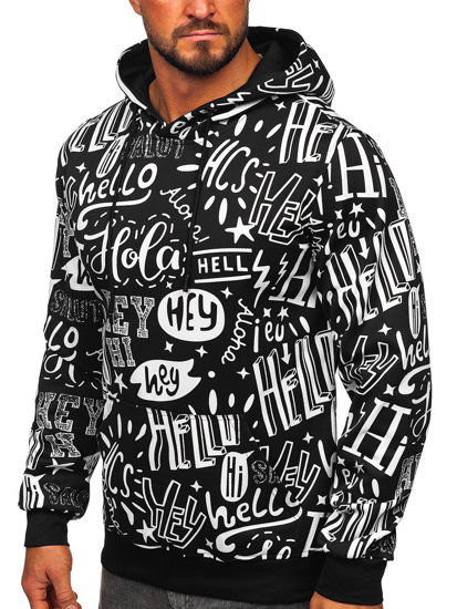 Bolf Herren Sweatshirt mit Motiv mit Kängurutasche Schwarz  8B1150